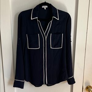 Express Navy Shirt with White Piping